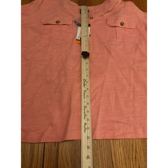 Gloria Vanderbilt Penelope Coral Button-Up Blouse With Double Chest Pockets XXL - Picture 6 of 7